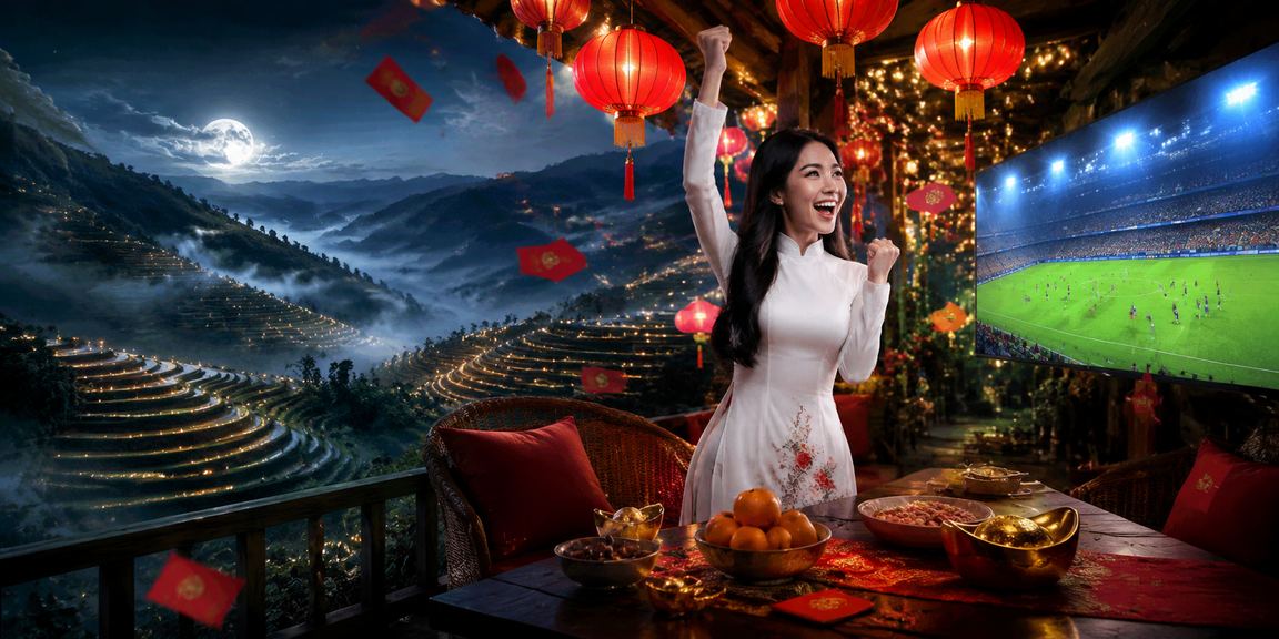 Người chơi bắn cá online tại Sapa với trang phục áo dài truyền thống Việt Nam